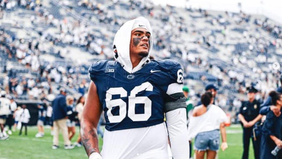 Drew Shelton on the PSU football field.