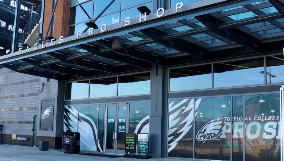 Exterior view of football retail store.