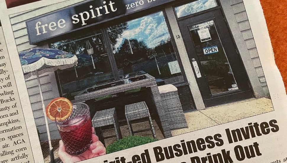 Newspaper clipping of zero proof bar opening.
