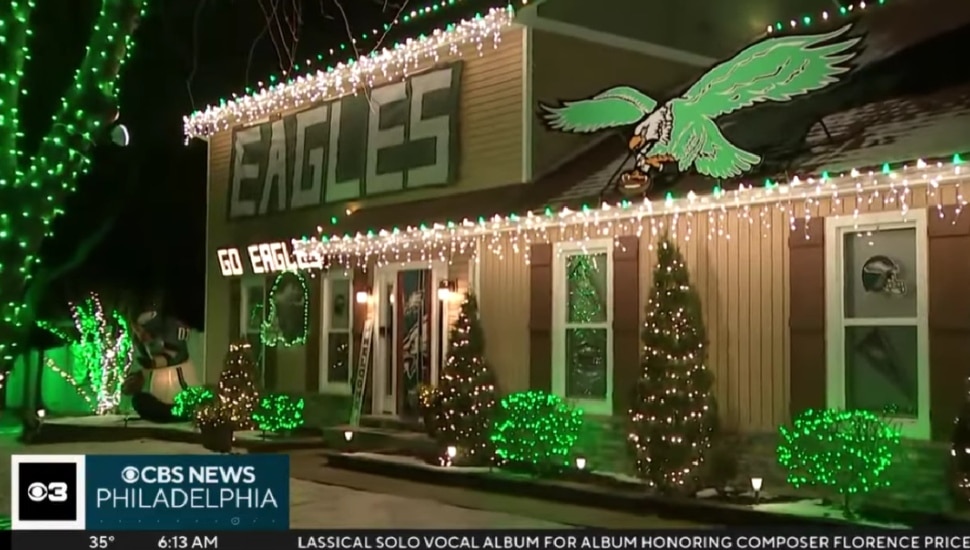 Langhorne Birds Fan Decks Out His Front Yard with Eagles Pride Ahead of Super Bowl