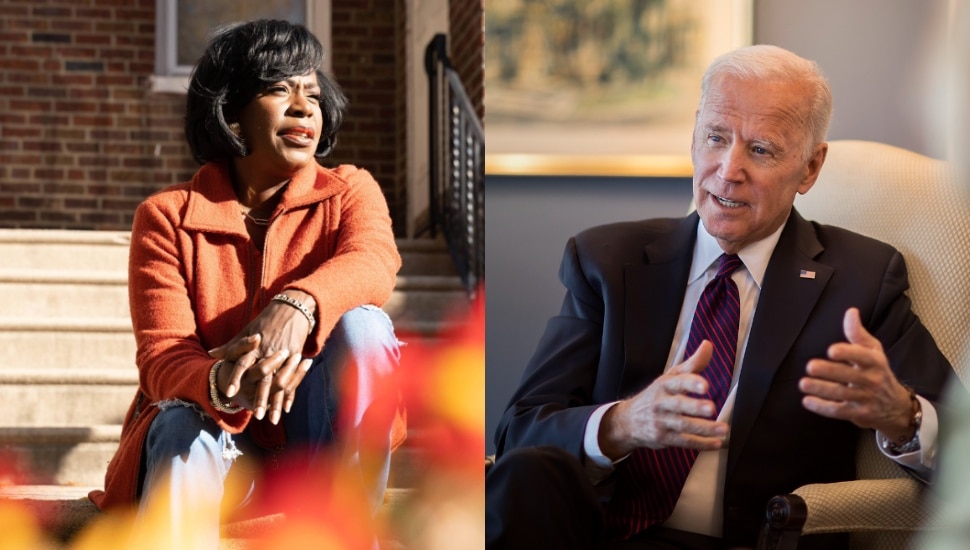 Cherelle Parker and joe Biden photos.