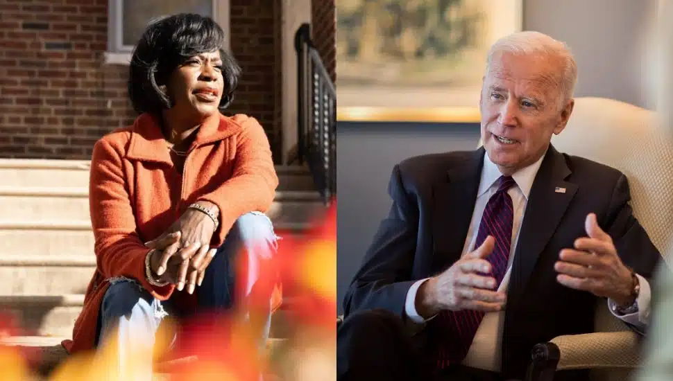 Cherelle Parker and joe Biden photos.
