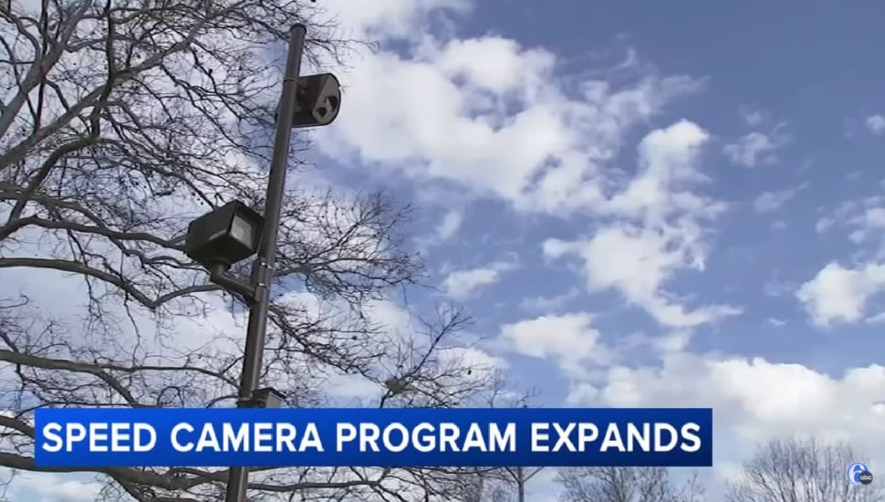 Speed cameras on pole.