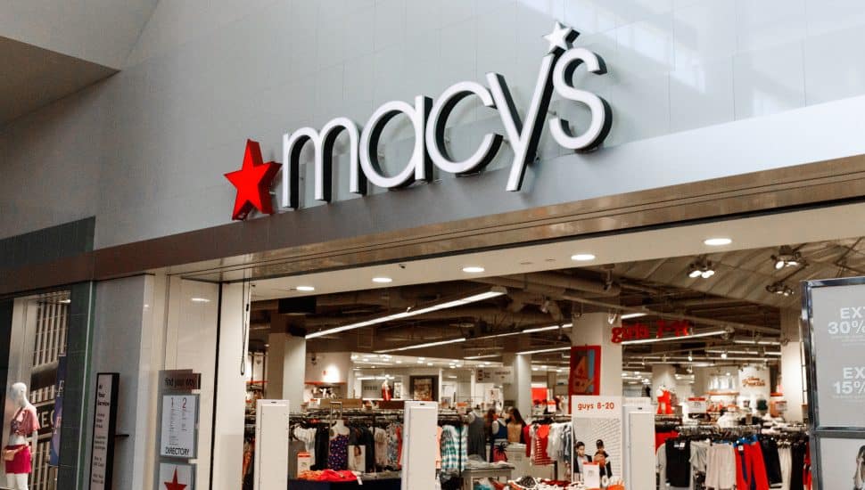 Macy's store sign in mall.