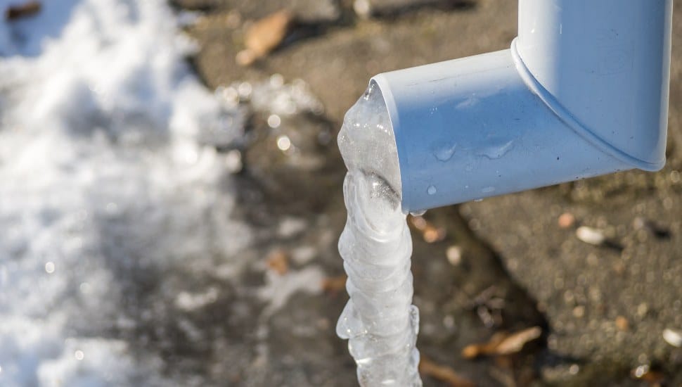 Frozen pipe up close.