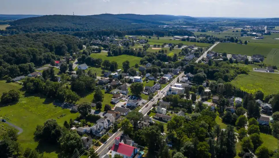 Elverson PA aerial view.