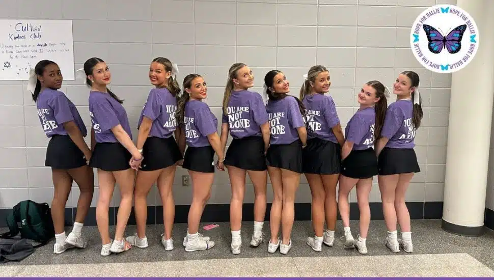 Bishop Shanahan students wore purple shirts for Hope for Hallie.