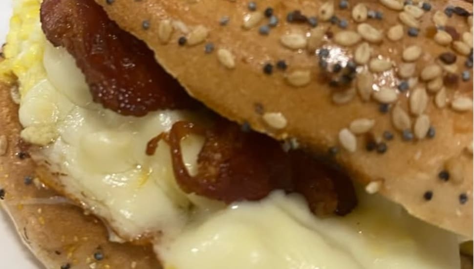 Mina's Cafe breakfast sandwich.