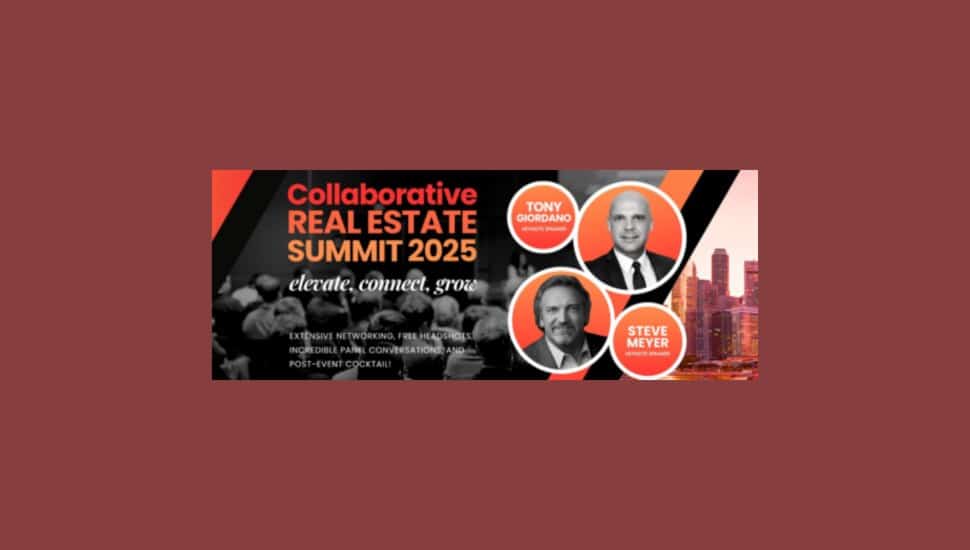A graphic promoting the Collaborative Real Estate Summit 2025 on Mar. 26 in King of Prussia.