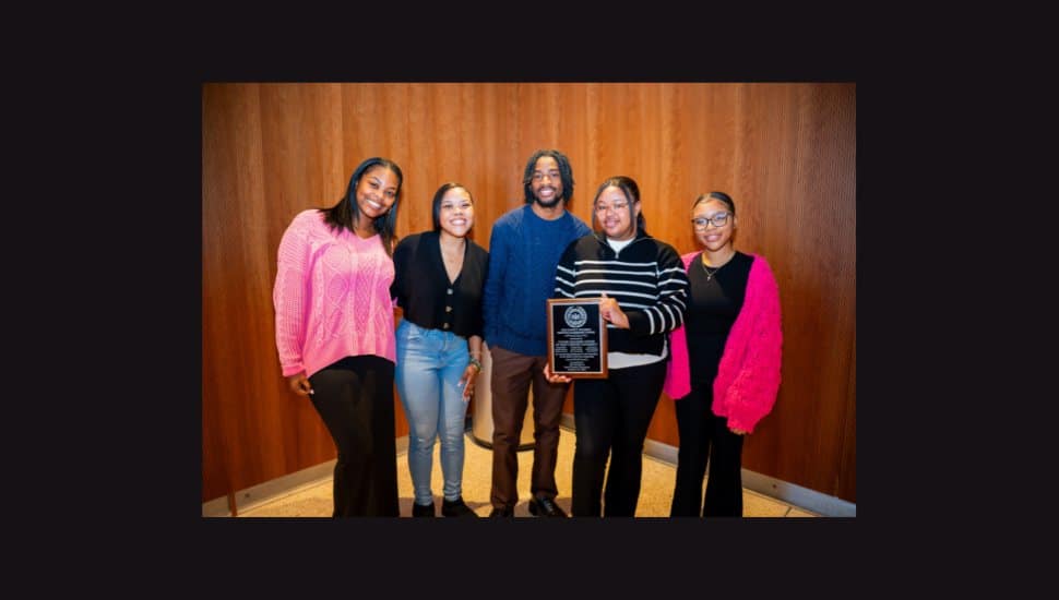 Future Teachers United members (L-R) Alexis Crawford, Sierra Boatwright, Ronnell Williams, Madison Peacock, and Aaliyah Wood. Missing from the photo: Myasija Rivera, Ariana Dacre, Selina Finkelstein, and Nyla Mitchell.