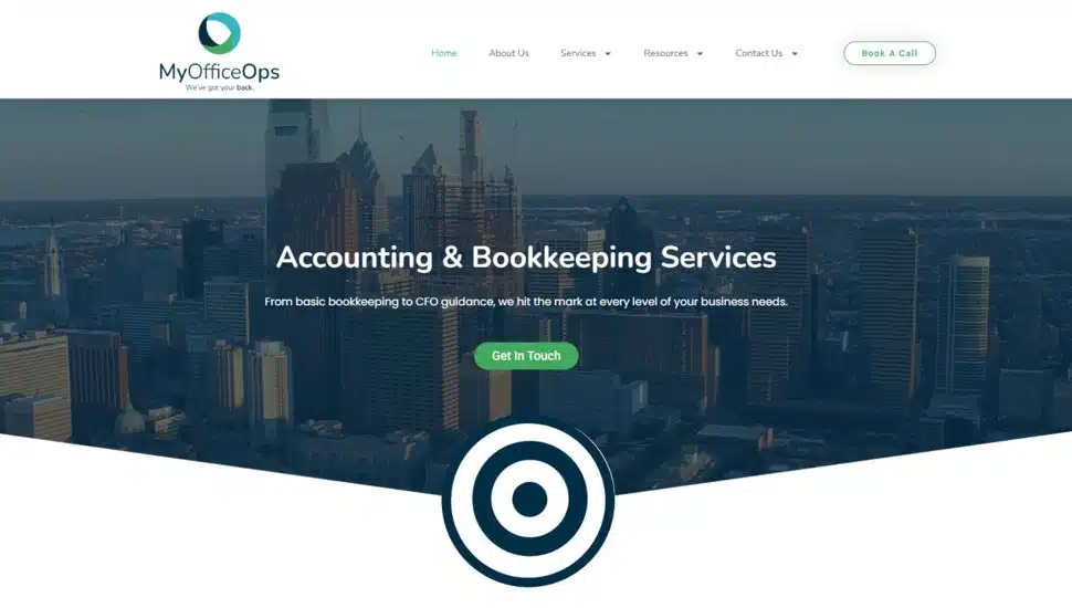 Screenshot of professional services firm's new website.