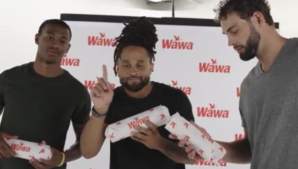 Philadelphia Eagles players with food.