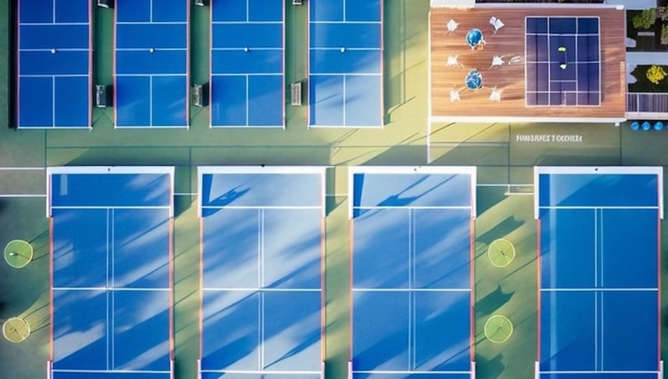Pickleball court aerial view.