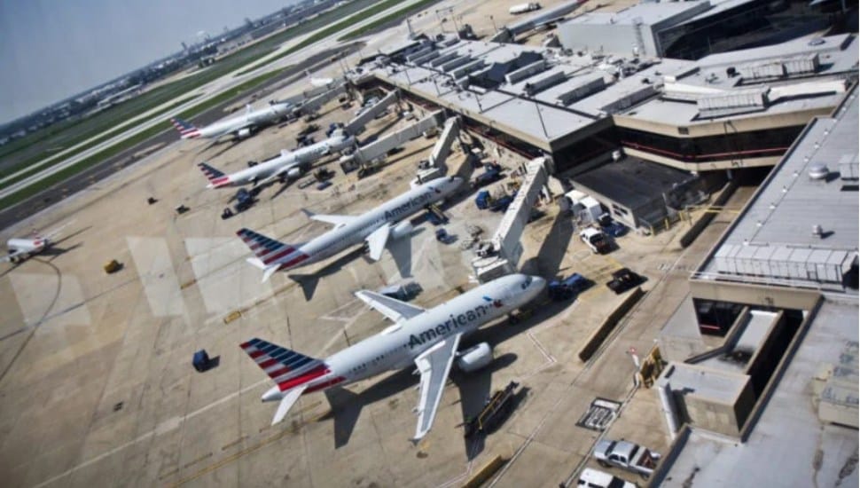 Airplanes on tarmac.