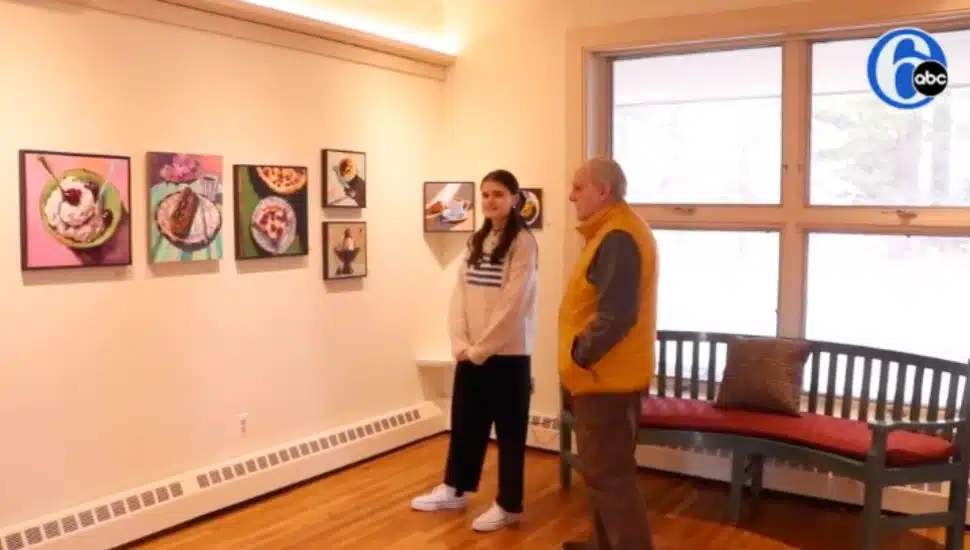 Sarah Kokas and Rick McKnight at art gallery.