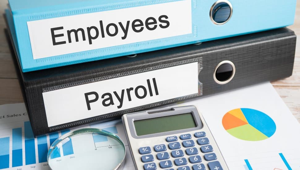 Employees, Payroll Binder data finance report business with graph analysis in office.