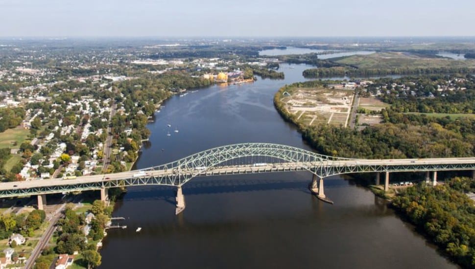 Delaware River Bridge aerial view.