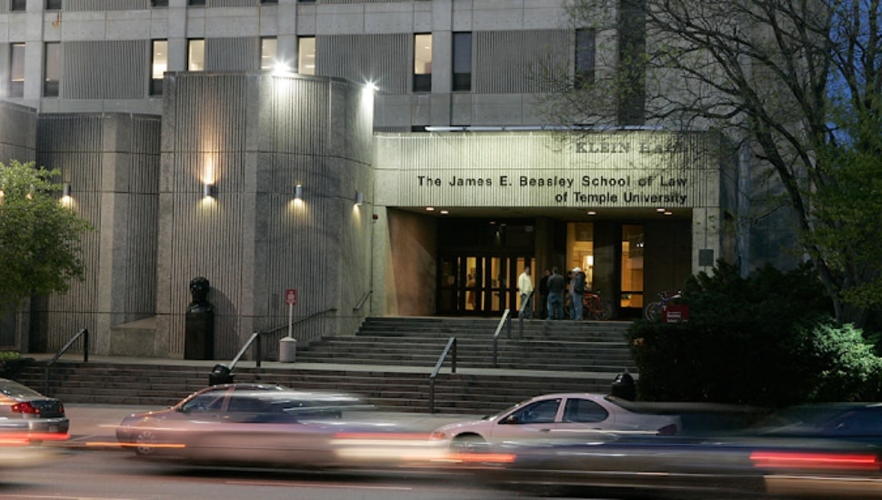 Outside the Temple University Beasley School of Law.