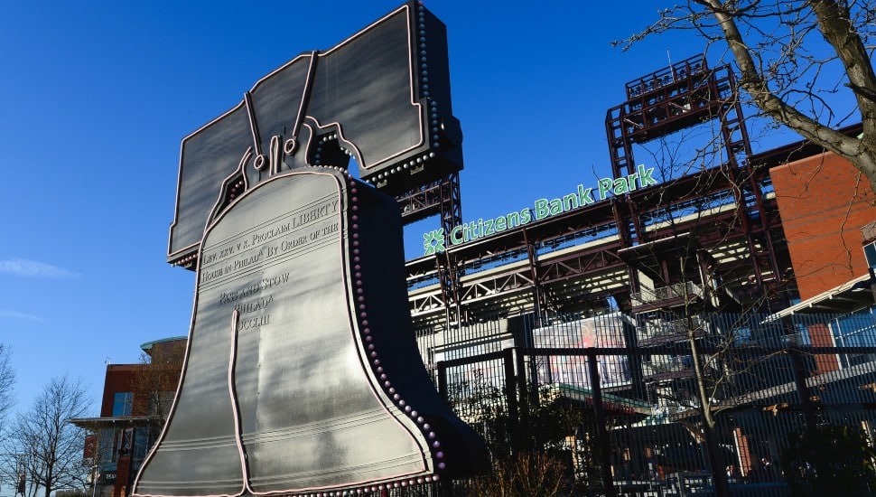 Citizens Bank Park bell up close.