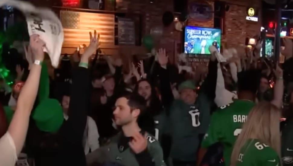 Eagles fans celebrating.
