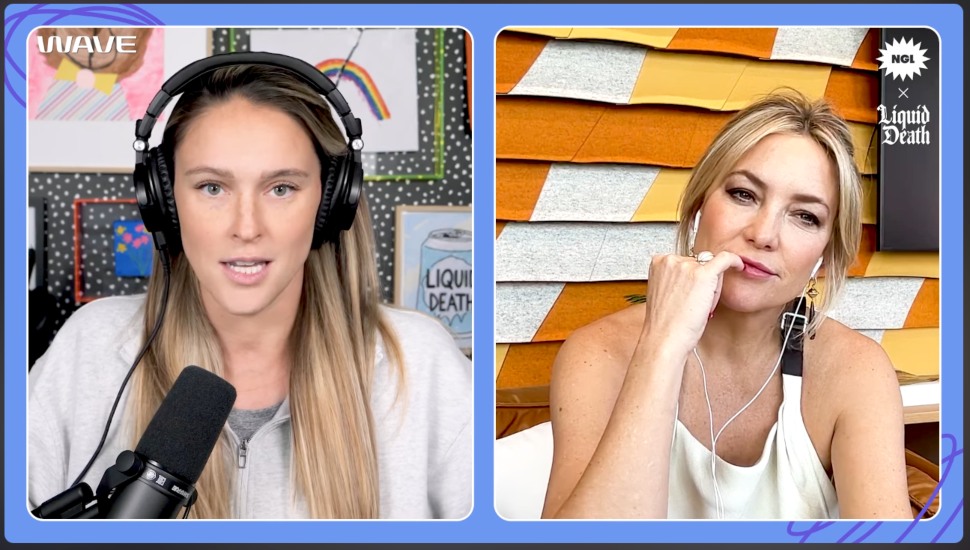 Kylie Kelce and Kate Hudson on podcast.