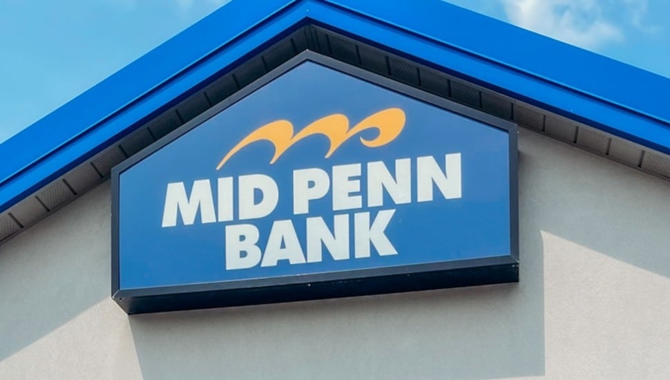Blue orange and white bank signage.