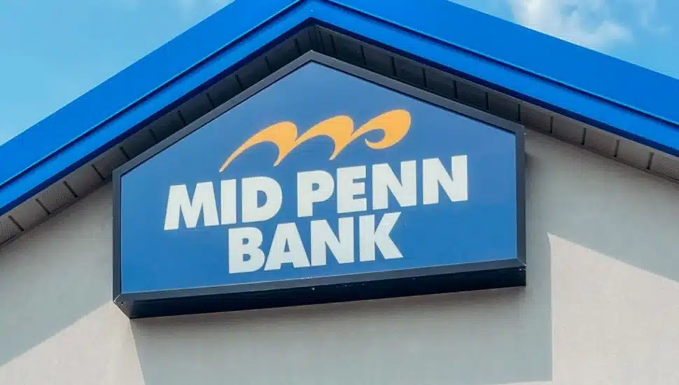 Blue orange and white bank signage.