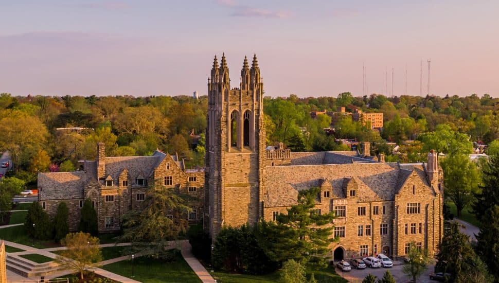 St. Joe's campus in evening.