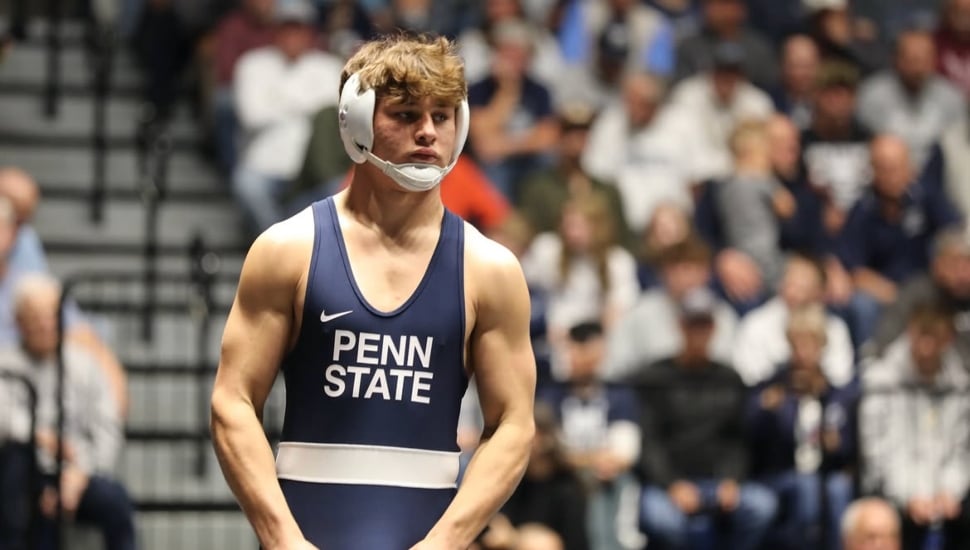 Tyler Kasak in wrestling gear at a match.