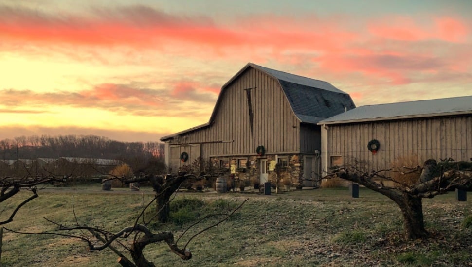 Va La Vineyards barn outside.