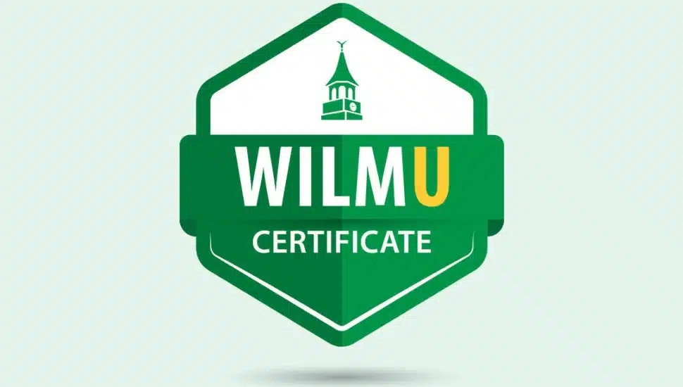 A graphic with the WilmU logo and the text "WilmU Certificate."
