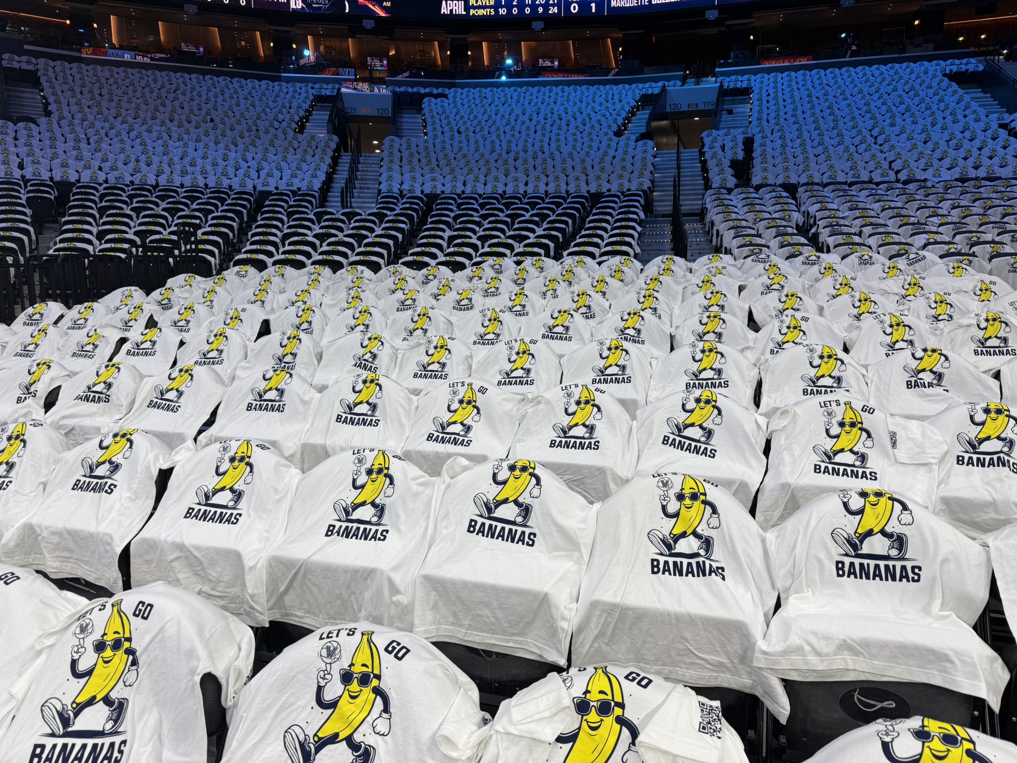 Banana tshirts on chairs.