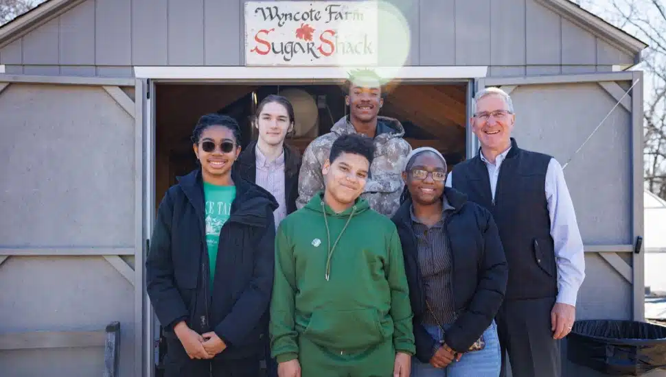 Secretary Redding with students and teachers.