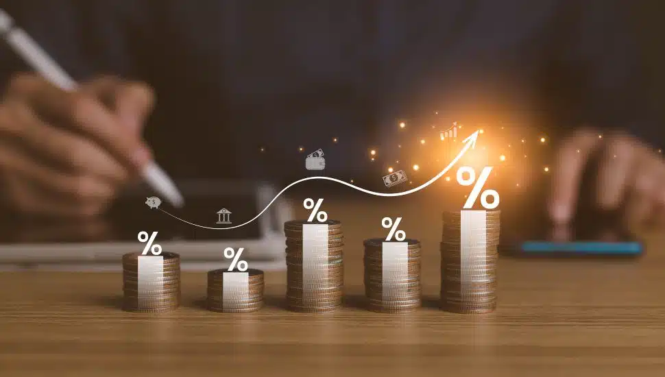 Stacks of coins concept to represent investing portfolios.
