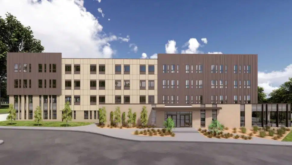 Rendering of the residence hall at Lincoln University.