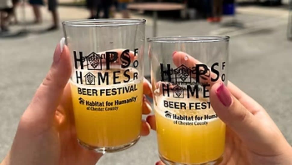 Close up of two glasses filled with beer at the Hops for Homes event.