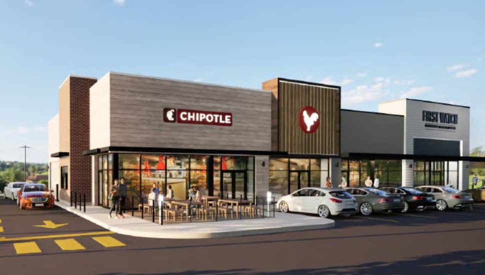 Rendering of busy Barn Plaza after construction.