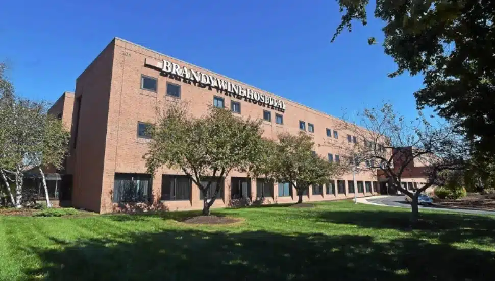 Brandywine Hospital exterior before it closed.