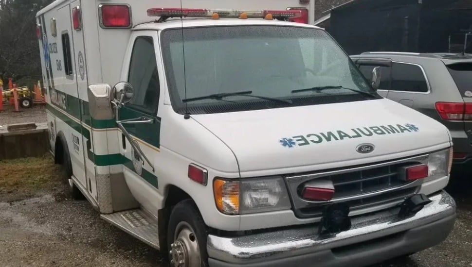Crozer Health ambulance parked.
