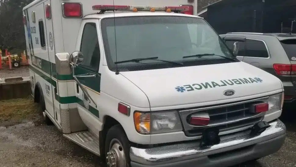 Crozer Health ambulance parked.
