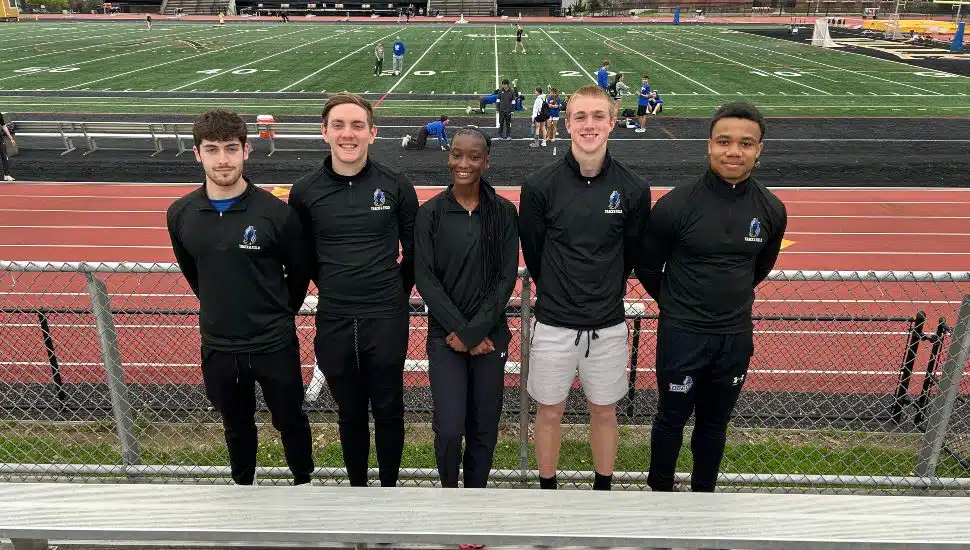 Six DCCC Phantoms Track and Field student-athletes have qualified for the National Junior College Athletic Association Division III Outdoor Track and Field National Meet. (L to R): Aidan Heppard, Jimmy Love, Fatumata Kaba, Daniel McLaughlin and Fred “Tre” McCray. Not pictured: Daishon Billops.