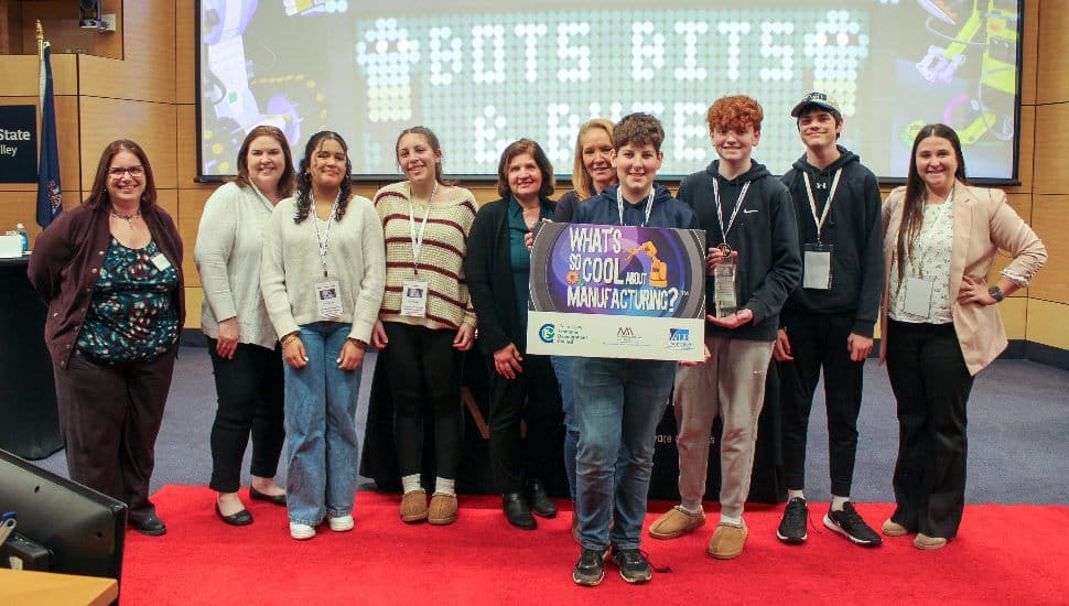 Octorara Junior High School students on the red carpet after winning.