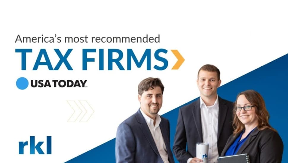 Graphic promoting tax firm's recognition as most recommended.
