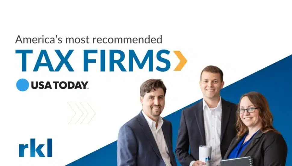 Graphic promoting tax firm's recognition as most recommended.