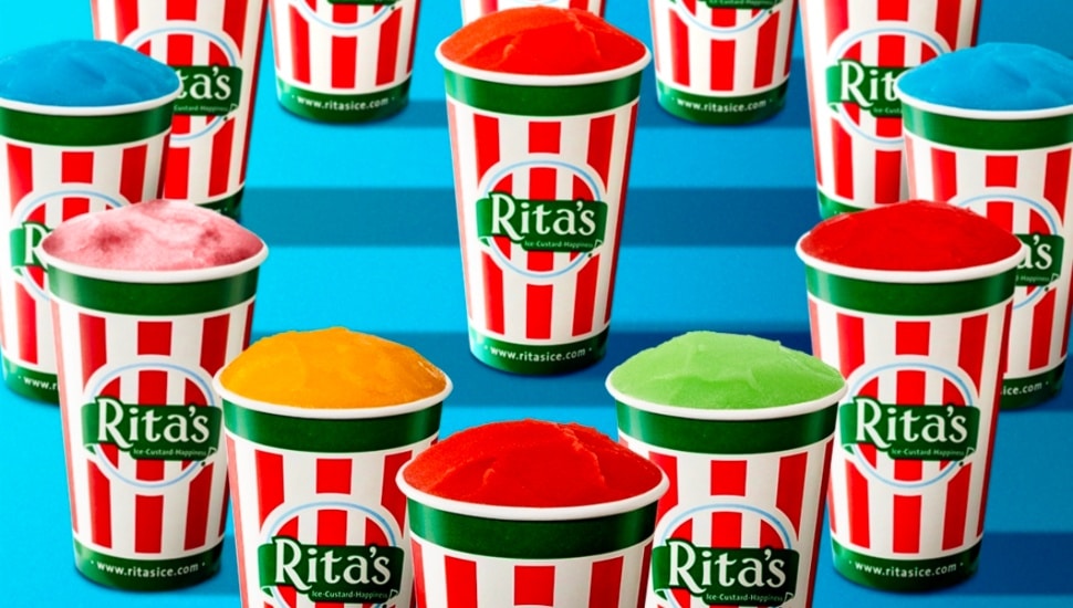 Rita's Italian Ice cups of water ice.