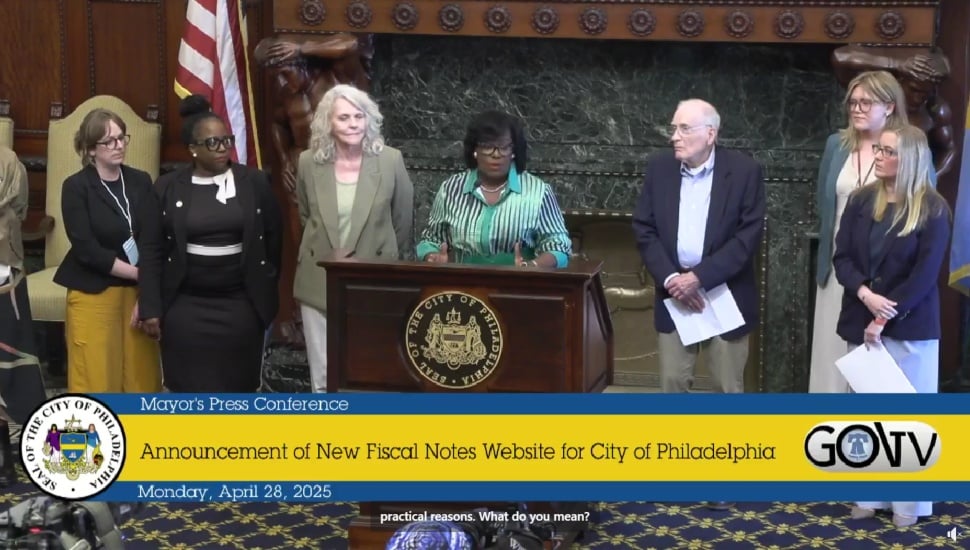 Mayor Cherelle Parker speaking at press conference.