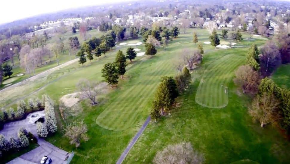 Aerial view of Melrose Country Club golf course.