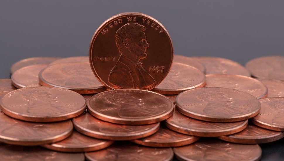 Pile of pennies.