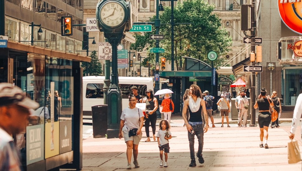 People walking around Philadelphia.