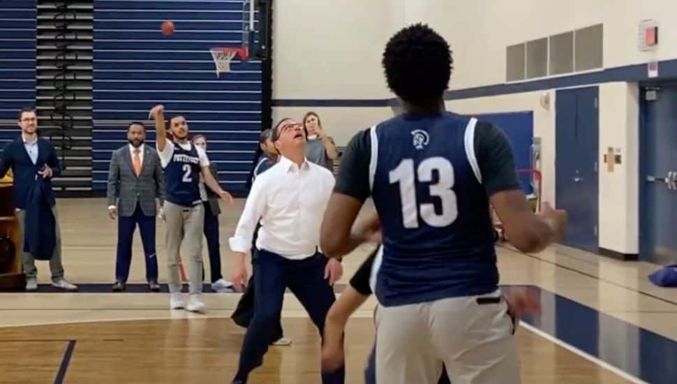 Josh Shapiro playing basketball.